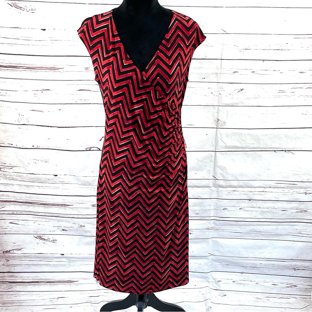 Lauren Ralph Lauren Dress Petite Women's Size PL Faux Wrap Jersey Stretch Red.